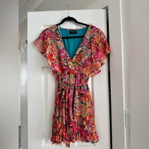 MINKPINK Pink Multi Floral V-Neck Midi Dress